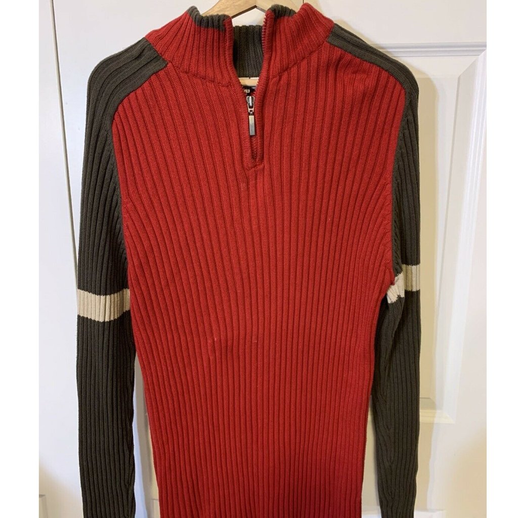Vintage 80's Angelo Litrico Italy Designers Brand Sz Xxxl Red Orange 1/4 Zip